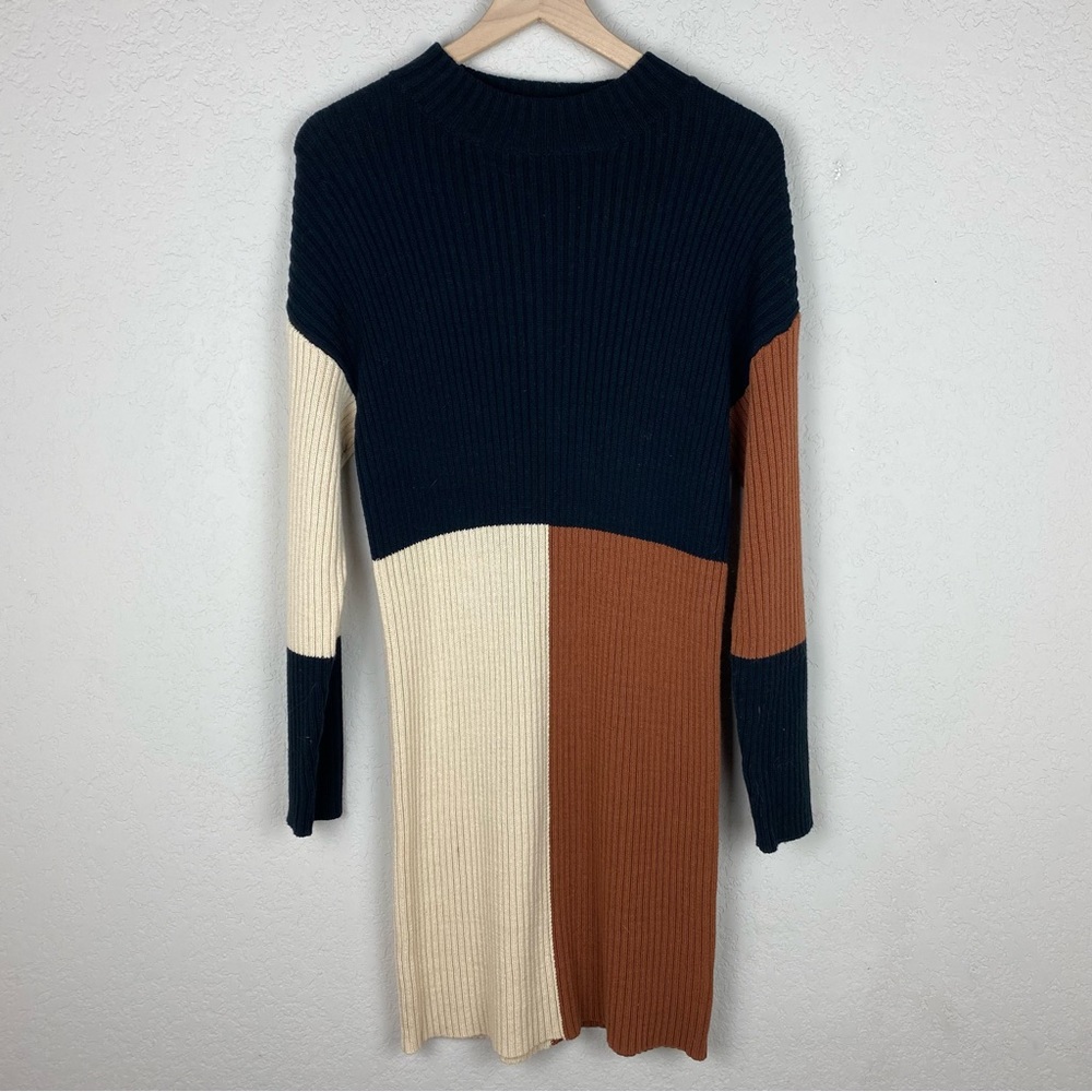 Andree By Unit Midi Color Block Sweater Dress Nwot - image 1